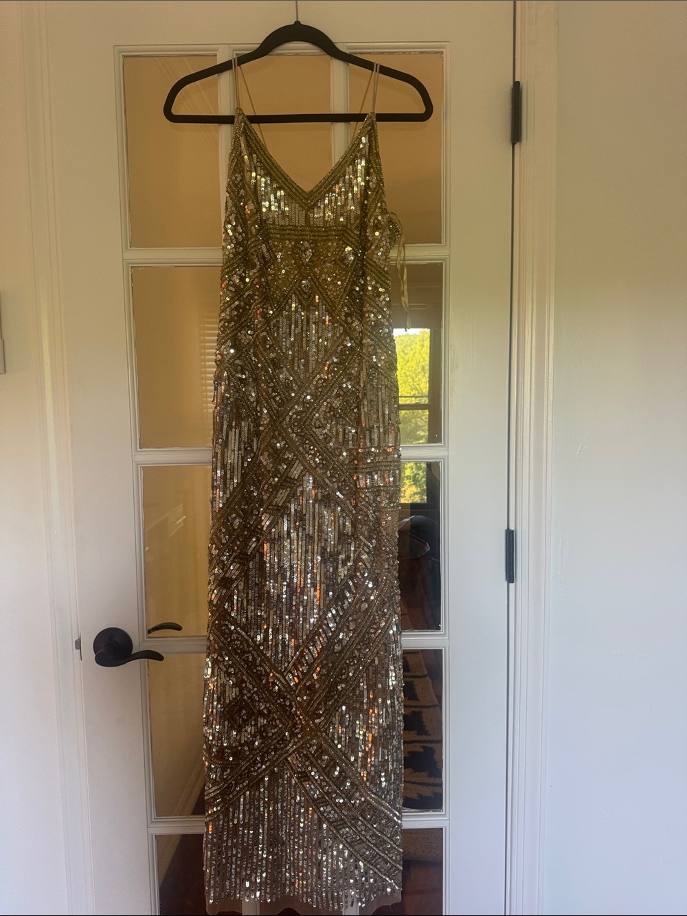 Aidan Mattox Gold Sequin Beaded Column Gown